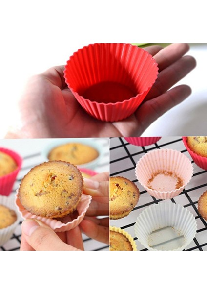 Yapışmaz Renkli Silikon Muffin Mini Kek Kalıbı 12'li