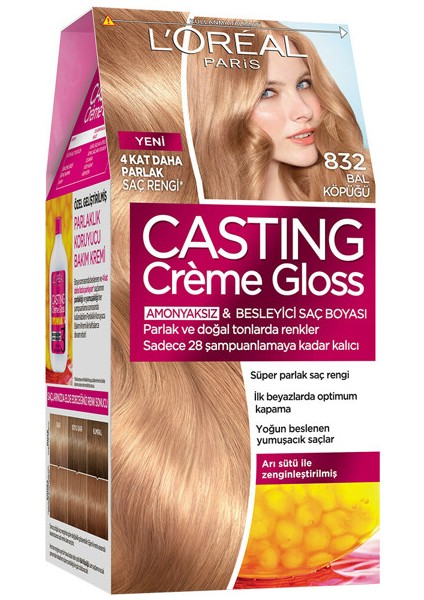 L’oreal Paris Casting Crème gloss Amonyaksız & Besleyici Saç Boyası - 832 - Bal Köpüğü