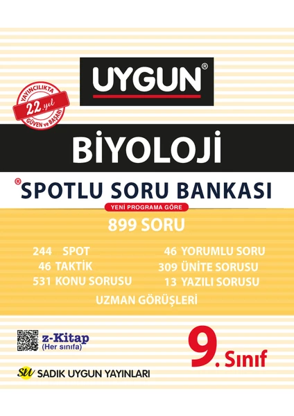 Sadık Uygun Yayınları 9. Sınıf Biyoloji Spotlu Soru Bankası