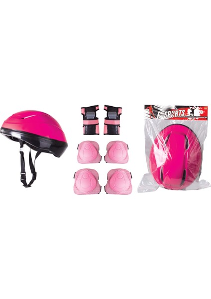 Furkan Toys F-Sports Kask Dizlik Dirseklik Koruyucu Set Pembe