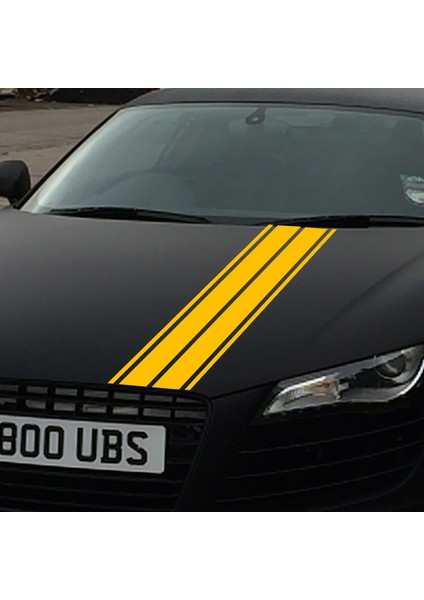 Melek - Çift Şerit Araba Kaput Sticker Sarı