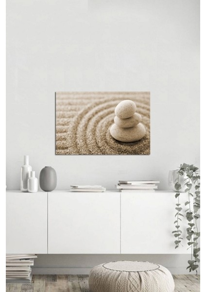 Kum Ve Taşlar Zen Kanvas Tablo