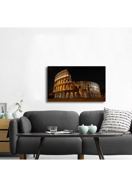 Gece Roma Kolezyum Fotoğraf Kanvas Tablo