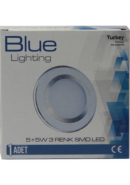 Blue Light  5+5W 3 Farklı Işık Renkli Smd Beyaz LED Spot