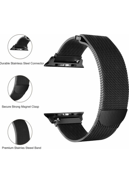 Apple Watch Uyumlu 5 40 mm Milanese Loop Kordon Siyah