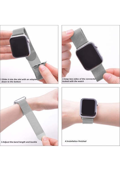 Apple Watch Uyumlu 5 40 mm Milanese Loop Kordon Siyah