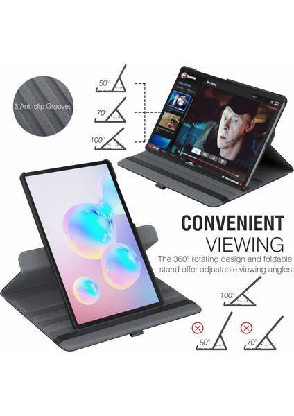 Samsung Galaxy Tab S6 10.6" T860 Kılıf 360 Rotating Stand Deri Lacivert fırsatları