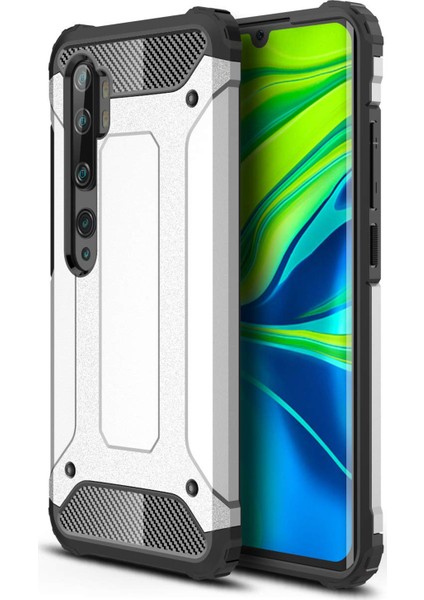Xiaomi Mi Note 10 Pro Kılıf Rugged Armor Gümüş