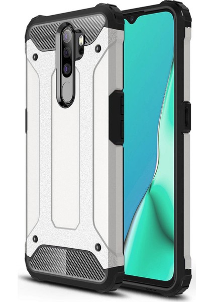 Oppo A9 2020 Kılıf Rugged Armor Gümüş