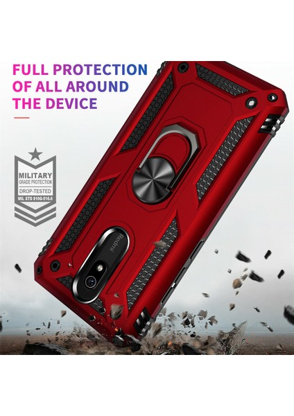 Xiaomi Redmi 8A Kılıf Military Ring Holder Siyah
