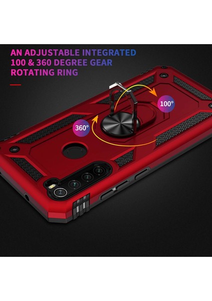 Xiaomi Redmi Note 8 Kılıf Military Ring Holder Siyah modelleri
