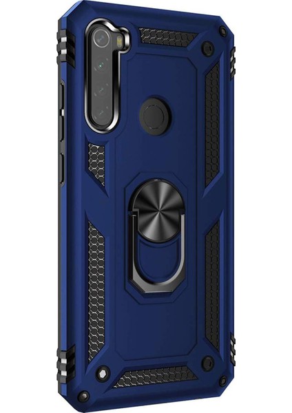 Xiaomi Redmi Note 8 Kılıf Military Ring Holder Lacivert