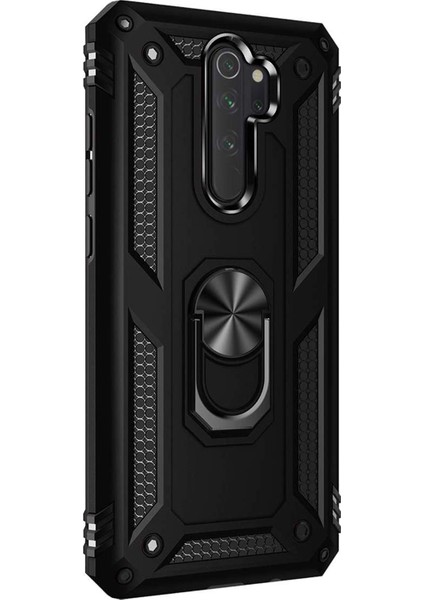 Xiaomi Redmi Note 8 Pro Kılıf Military Ring Holder Siyah