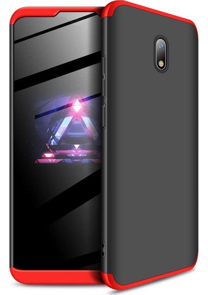 Xiaomi Redmi 8A Kılıf Double Dip 360 Protective Siyah - Kırmızı