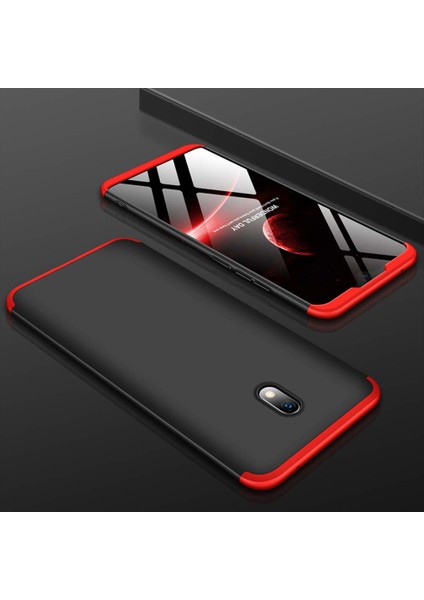 Xiaomi Redmi 8A Kılıf Double Dip 360 Protective Siyah - Kırmızı