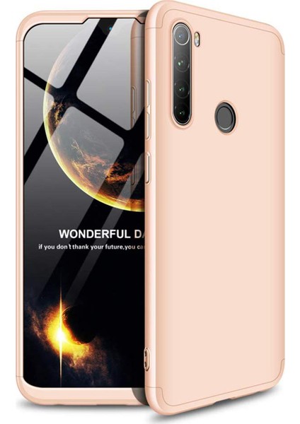 Xiaomi Redmi Note 8 Kılıf Double Dip 360 Protective Gold