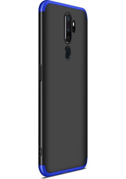Oppo A9 2020 Kılıf Double Dip 360 Protective Siyah - Mavi