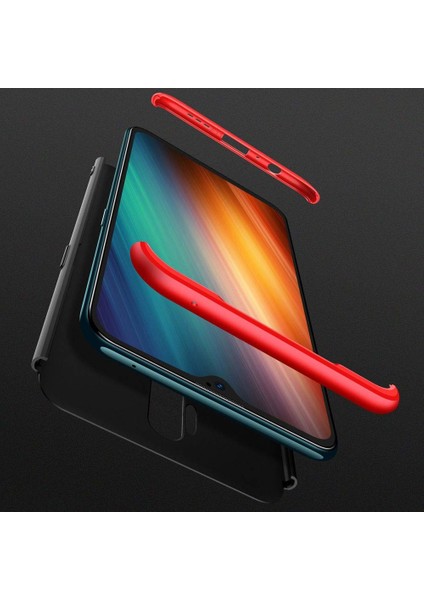 Oppo A9 2020 Kılıf Double Dip 360 Protective Siyah - Kırmızı