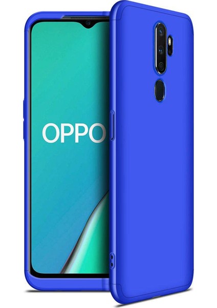 Oppo A9 2020 Kılıf Double Dip 360 Protective Mavi