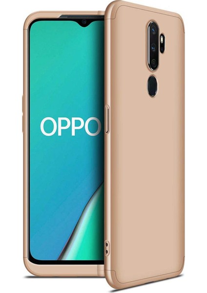 Oppo A9 2020 Kılıf Double Dip 360 Protective Gold