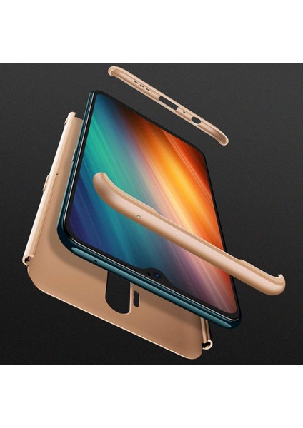 Oppo A9 2020 Kılıf Double Dip 360 Protective Gold