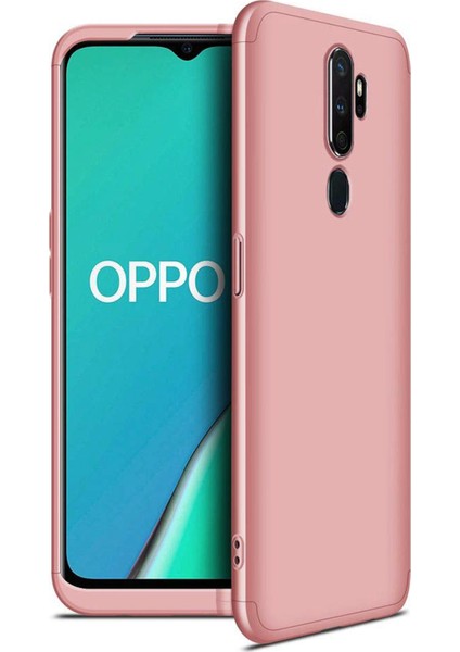 Oppo A5 2020 Kılıf Double Dip 360 Protective Rose Gold