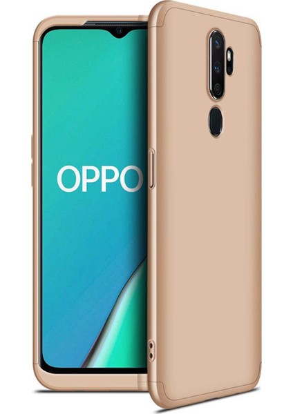 Oppo A5 2020 Kılıf Double Dip 360 Protective Gold