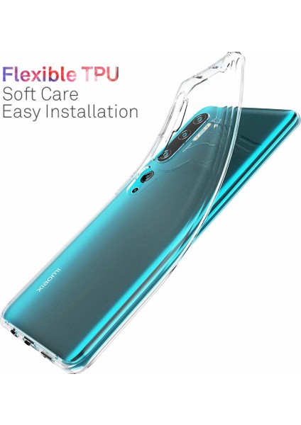 Xiaomi Mi Note 10 Pro Kılıf Transparent Soft Beyaz