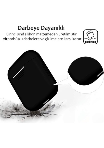 Apple AirPods 1. Nesil/2. Nesil Mat Silikon Kılıf Siyah indirimleri