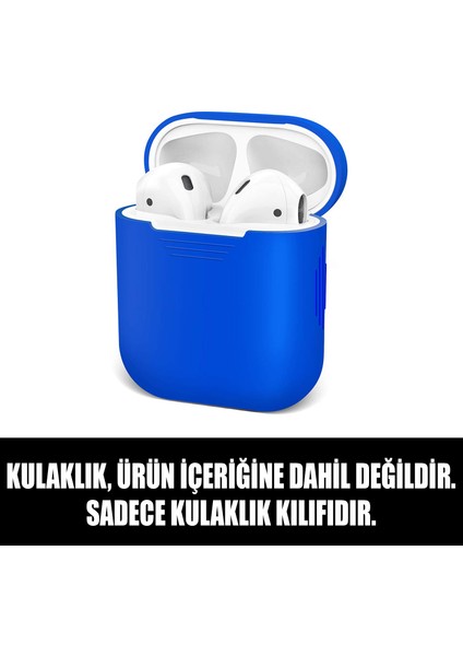 Apple AirPods 1. Nesil/2. Nesil Mat Silikon Kılıf Mavi