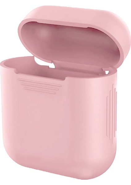 Apple AirPods 1. Nesil/2. Nesil Mat Silikon Kılıf Açık Pembe