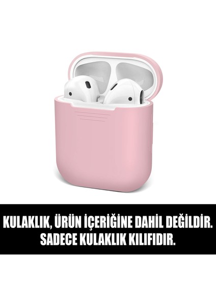 Apple AirPods 1. Nesil/2. Nesil Mat Silikon Kılıf Açık Pembe