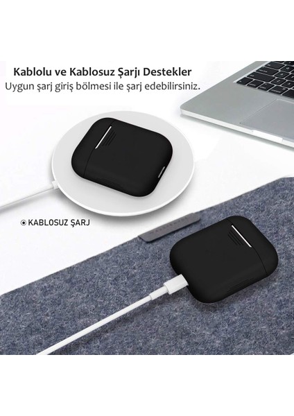 Apple AirPods 1. Nesil/2. Nesil Mat Silikon Kılıf Açık Pembe