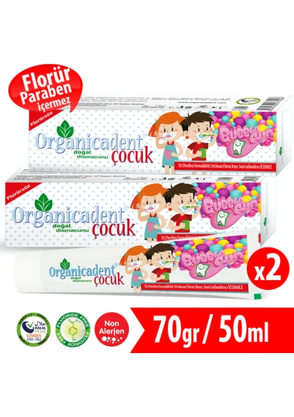 Florürsüz Doğal Çocuk Diş Macunu 50 ml x 2