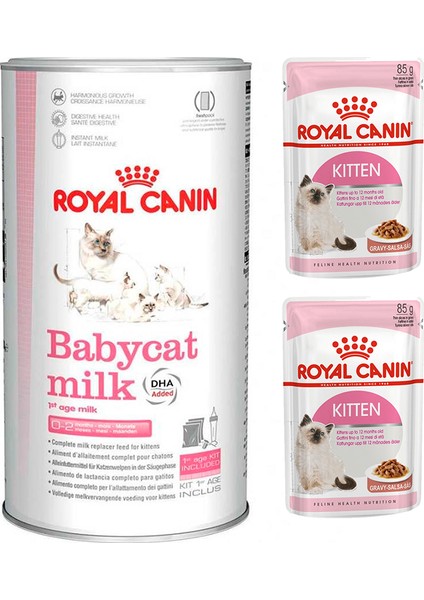 Babycat Milk Yavru Kedi Süt Tozu 300 gr + Royal Canin Kitten Yavru Yaş Kedi Maması 2 Adet