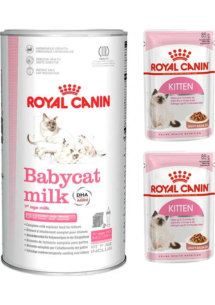 Royal Canin Babycat Milk Yavru Kedi Süt Tozu 300 gr + Royal Canin Kitten Yavru Yaş Kedi Maması 2 Adet