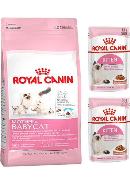 Mother & Baby Kitten Yavru Kedi Maması 2 kg + Royal Canin Kitten Yavru Yaş Kedi Maması 2 Adet