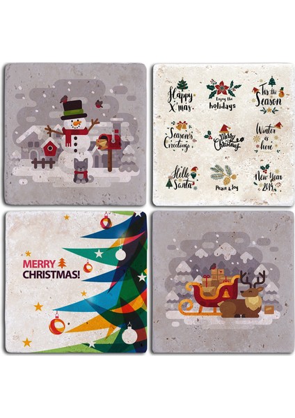 Decor Yeni Yıl Bardak Altlığı 4'lü Set
