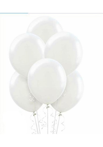 Metalik Beyaz Balon 20 Adet