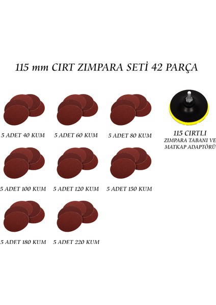 115'lik Cırt Zımpara Seti 42'li
