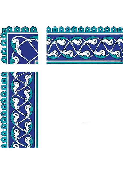 10x10 cm KSK 44 Klasik Rumi Desenli Çini Bordür Köşesi