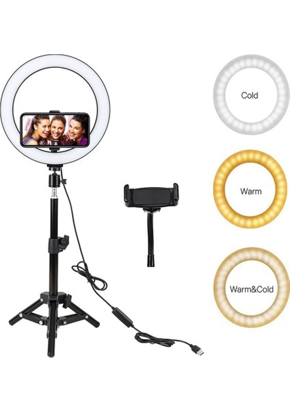 Youtuber LED Selfie Işığı Telefon Tutuculu Tripod 12 Inç 2.1 m