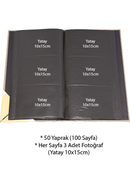 Acr 10X15CM 300’LÜK Koton Desenli Fotoğraf Albümü / ACR-16WPP46300