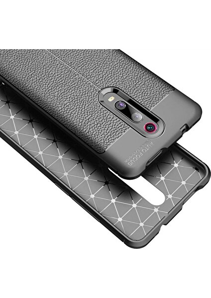 Case Street Xiaomi Mi 9T Pro Kılıf Niss Silikon Deri Görünümlü + Nano Glass Lacivert