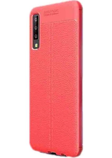 Case Street Samsung Galaxy A50s Kılıf Niss Silikon Deri Görünümlü Kırmızı