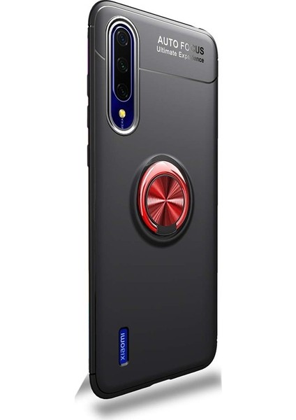 Xiaomi Mi 9 Lite Kılıf Ravel Yüzüklü Mıknatıslı Silikon + Nano Glass Bordo