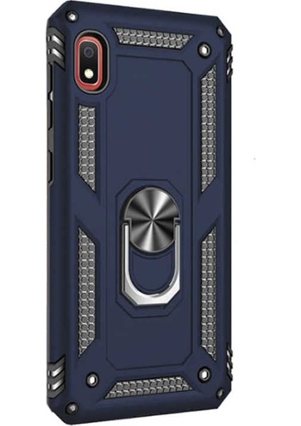 Xiaomi Redmi 7a Kılıf Vega Standlı Yüzüklü Mıknatıslı + Nano Glass Lacivert