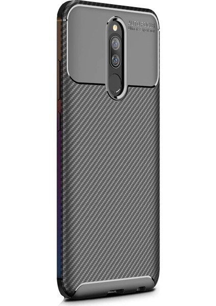 Xiaomi Redmi 8 Kılıf Negro Karbon Dizayn Silikon + Nano Glass Siyah