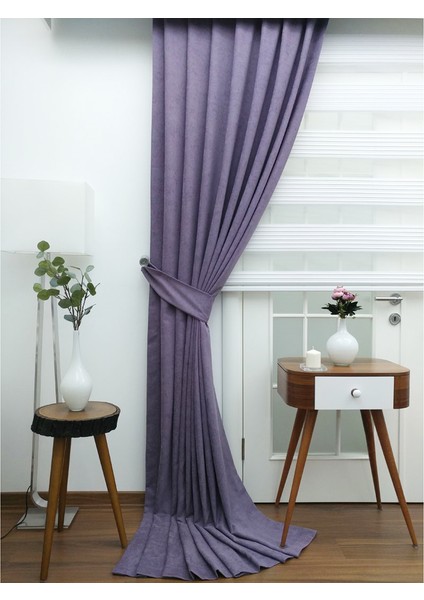 Pileli Fon Perde Soft Kumaş Leylak 60 x 260 cm