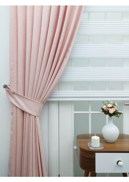 Pileli Fon Perde Soft Kumaş Pudra 60 x 260 cm fiyatları